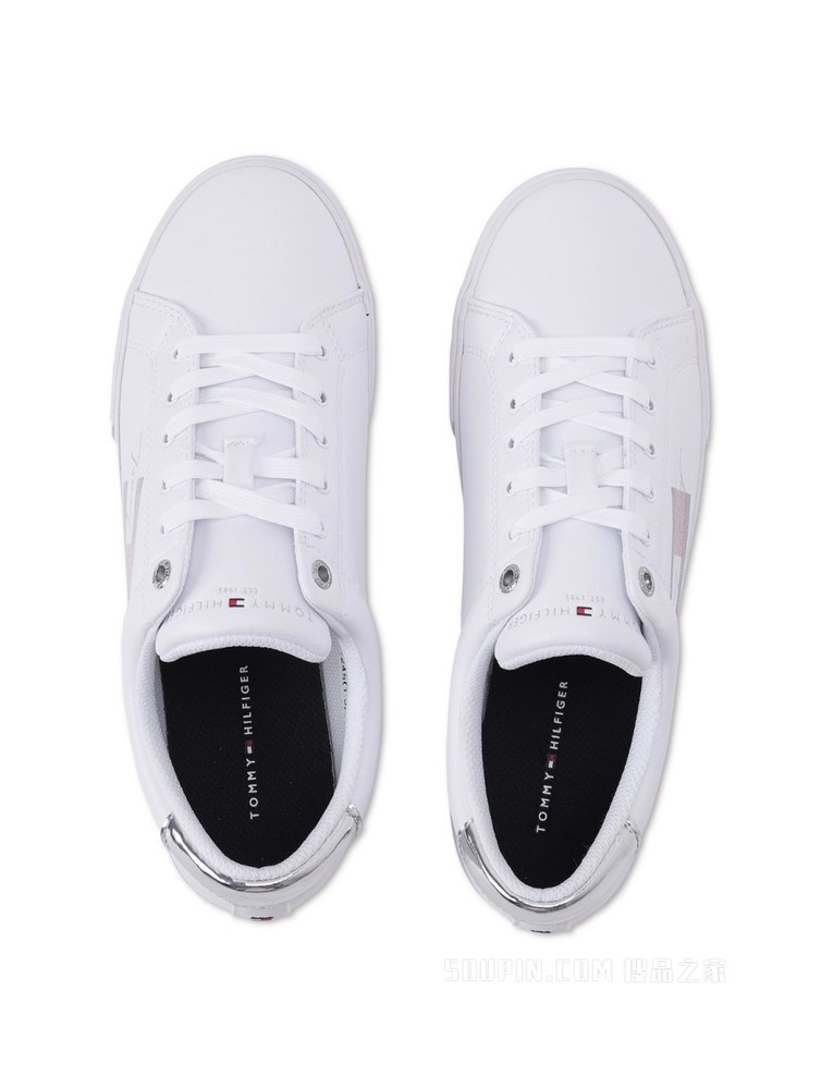 Tommy 22新款春季女装签字体印花系带板鞋小白鞋礼品FW0FW06146