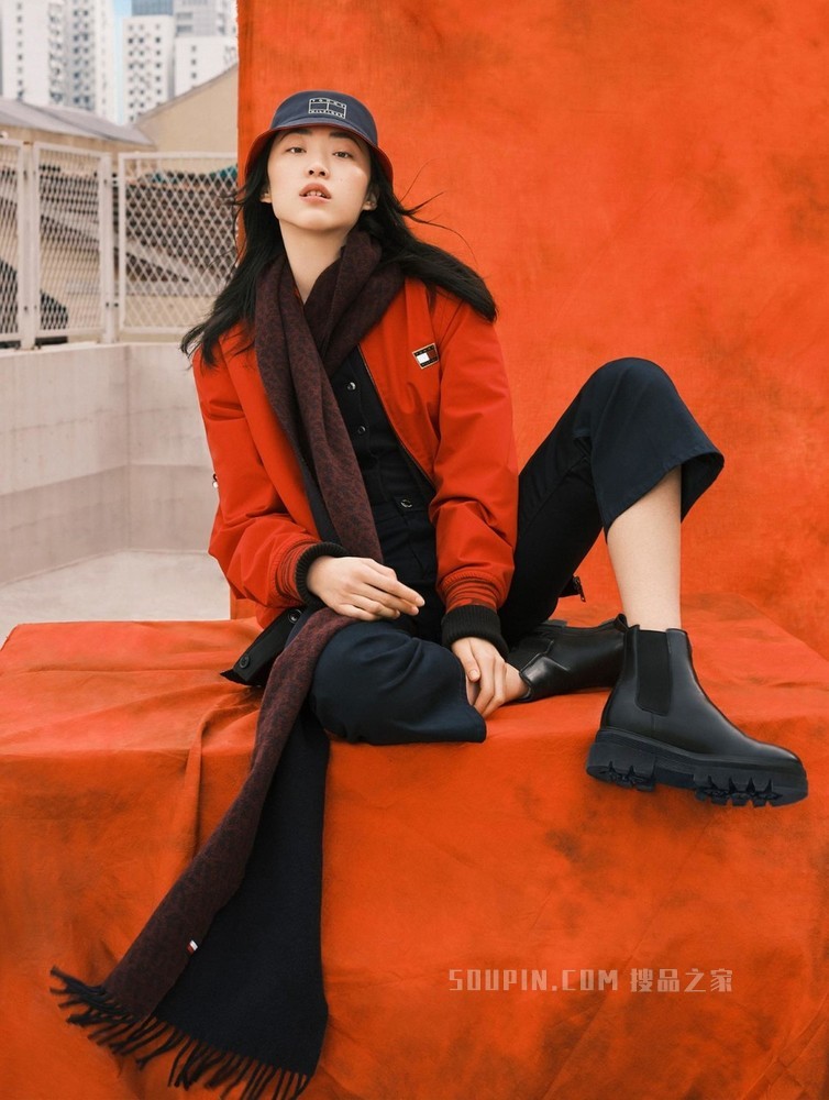 Tommy【新春系列】22新款虎年女装新年红印花双面戴渔夫帽11159