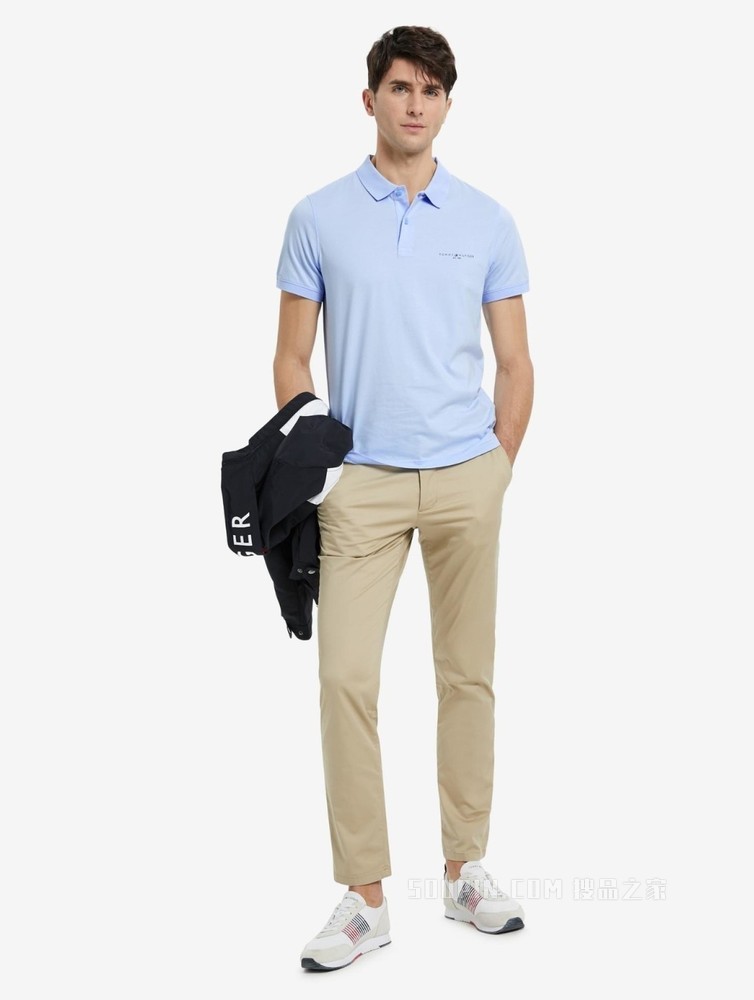 Tommy 春夏男装商务休闲纯棉透气印花LOGO修身短袖POLO衫18282