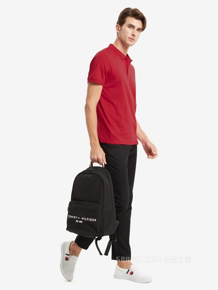 Tommy 春夏男装商务休闲纯棉透气印花LOGO修身短袖POLO衫18282