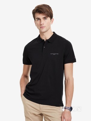 Tommy 春夏男装商务休闲纯棉透气印花LOGO修身短袖POLO衫18282