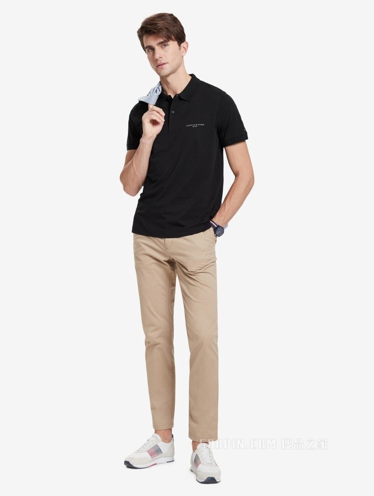 Tommy 春夏男装商务休闲纯棉透气印花LOGO修身短袖POLO衫18282