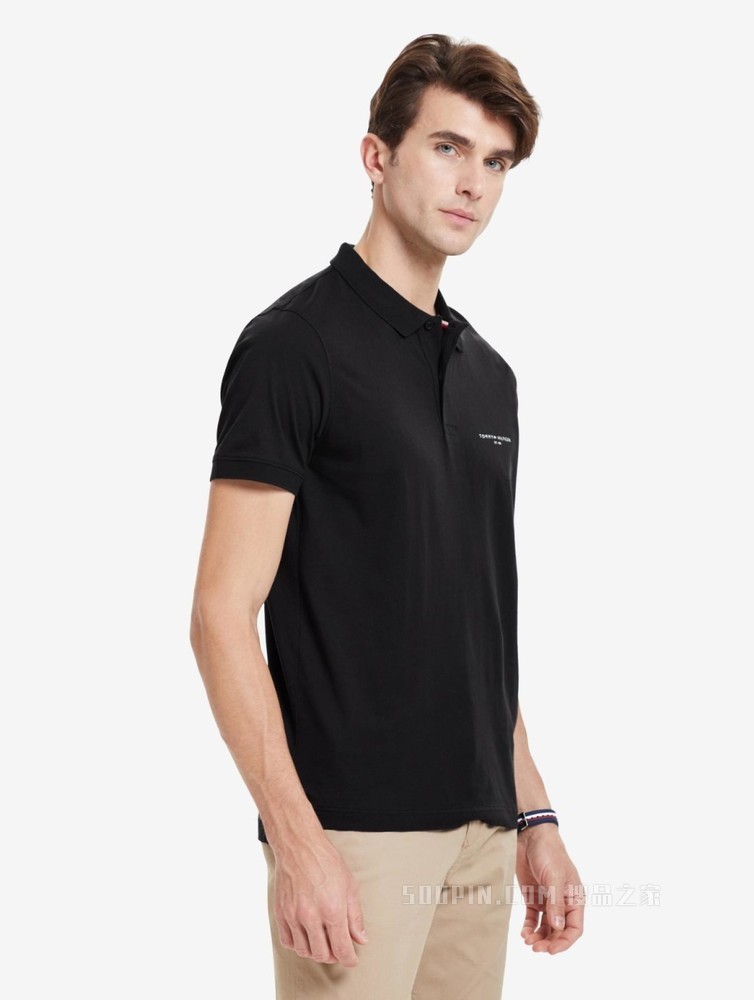 Tommy 春夏男装商务休闲纯棉透气印花LOGO修身短袖POLO衫18282