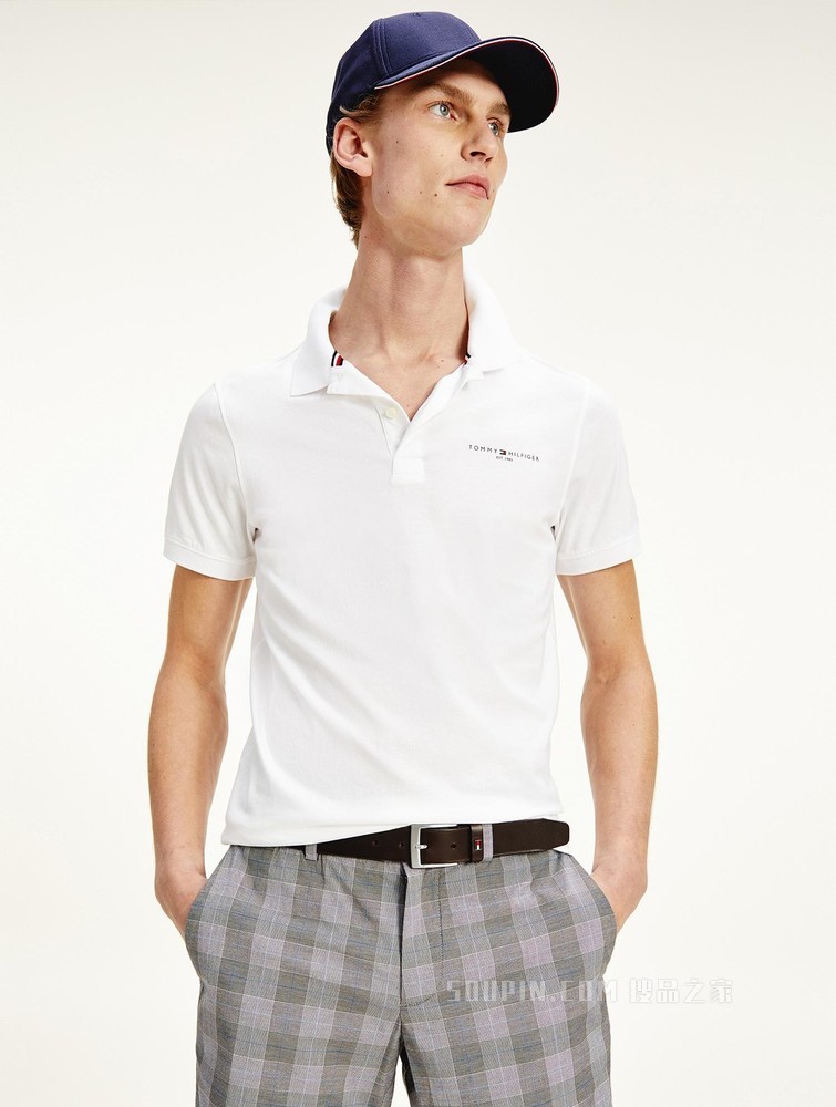 Tommy 春夏男装商务休闲纯棉透气印花LOGO修身短袖POLO衫18282