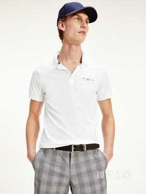 Tommy 春夏男装商务休闲纯棉透气印花LOGO修身短袖POLO衫18282
