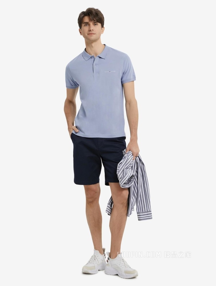 Tommy 春夏男装商务休闲纯棉透气印花LOGO修身短袖POLO衫18282