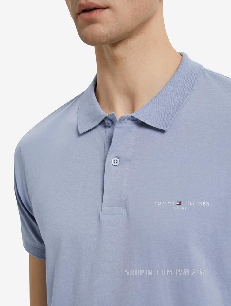 Tommy 春夏男装商务休闲纯棉透气印花LOGO修身短袖POLO衫18282