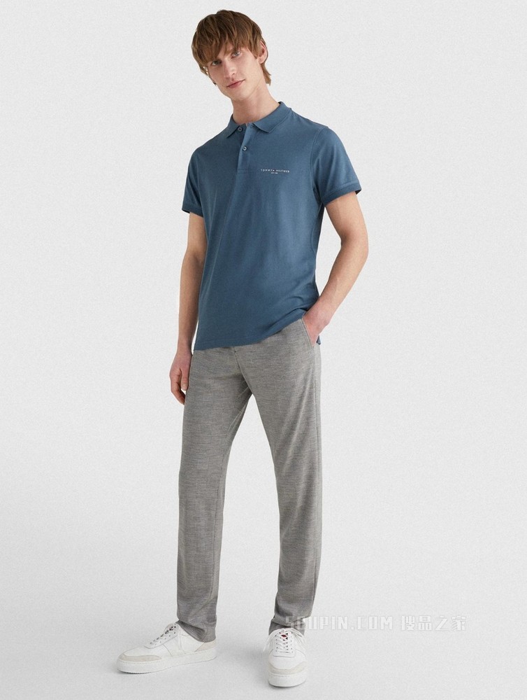 Tommy 春夏男装商务休闲纯棉透气印花LOGO修身短袖POLO衫18282