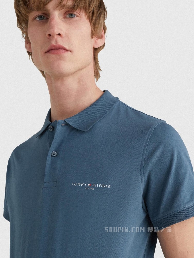 Tommy 春夏男装商务休闲纯棉透气印花LOGO修身短袖POLO衫18282