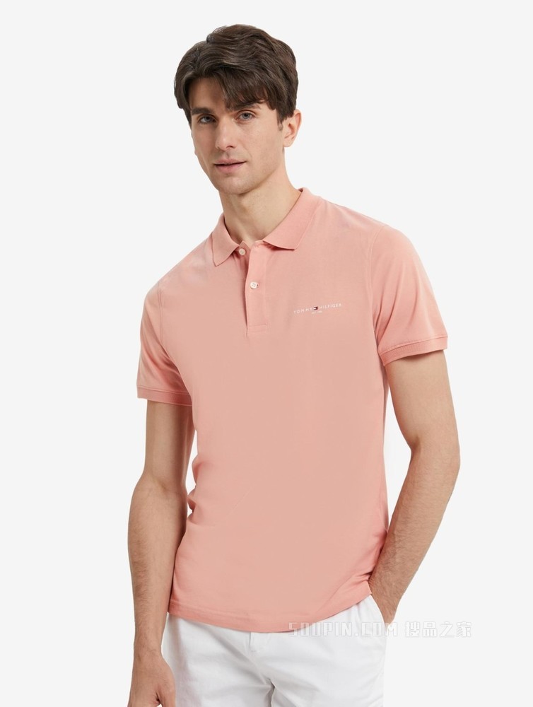 Tommy 春夏男装商务休闲纯棉透气印花LOGO修身短袖POLO衫18282