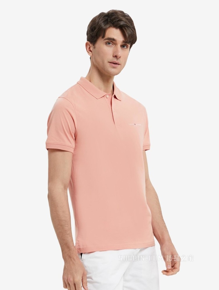 Tommy 春夏男装商务休闲纯棉透气印花LOGO修身短袖POLO衫18282
