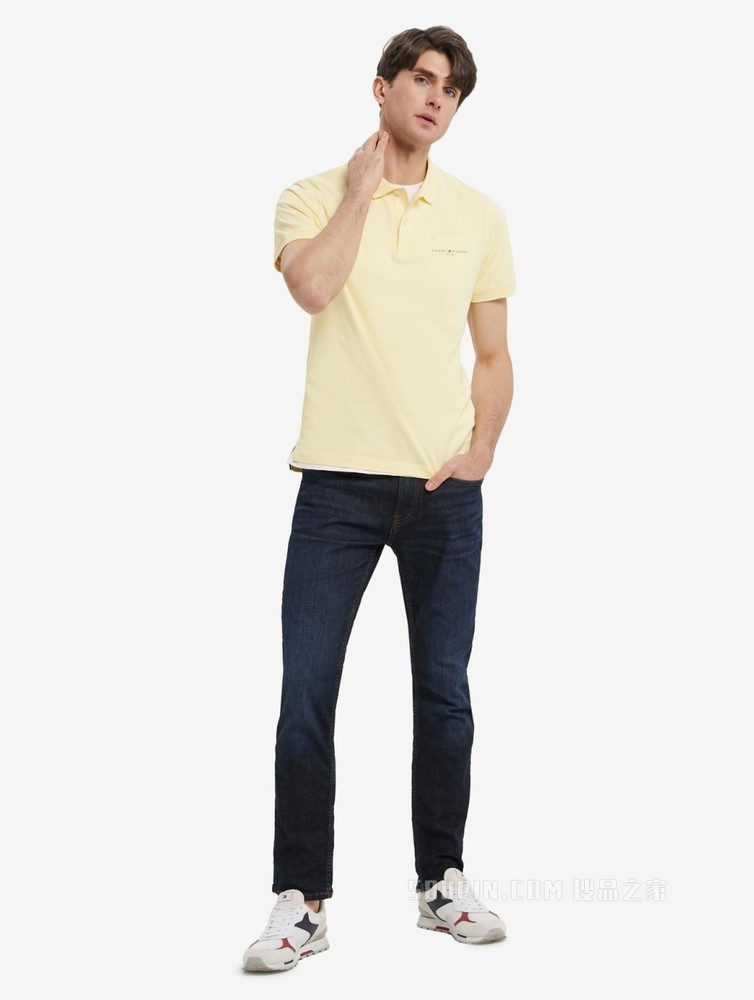 Tommy 春夏男装商务休闲纯棉透气印花LOGO修身短袖POLO衫18282