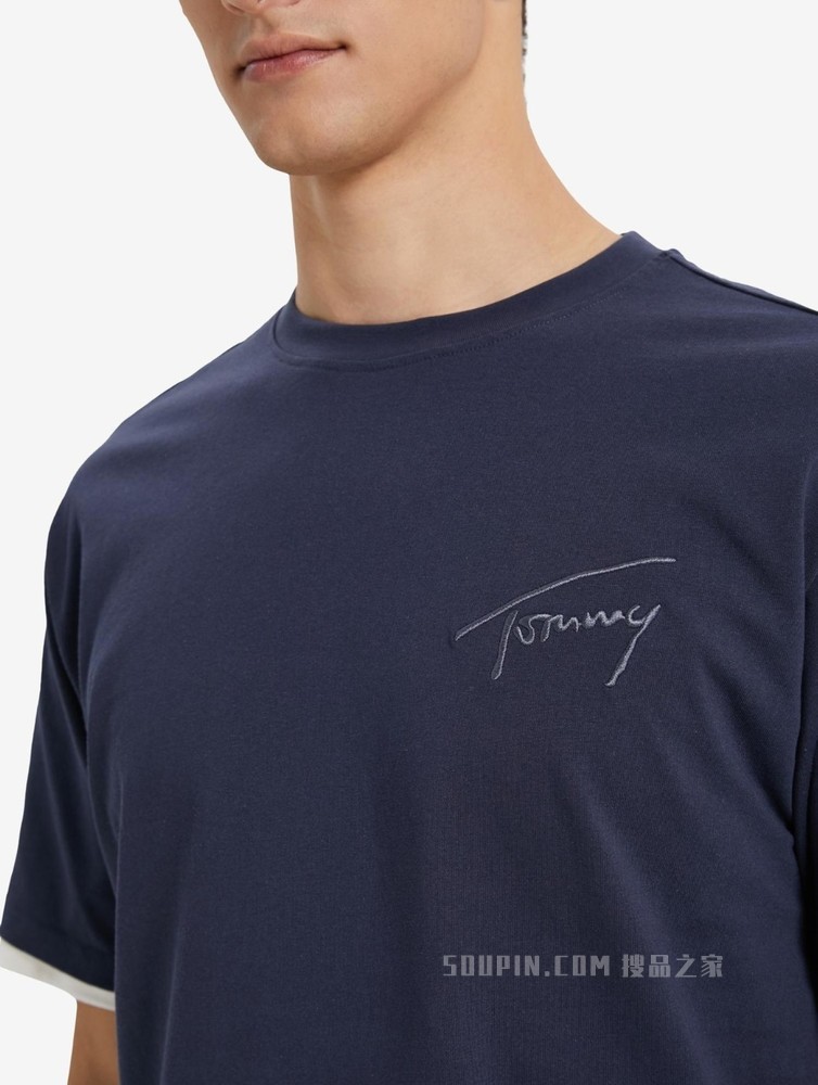 Tommy 22新款春夏男女同款经典时尚纯棉字母刺绣短袖T恤13398