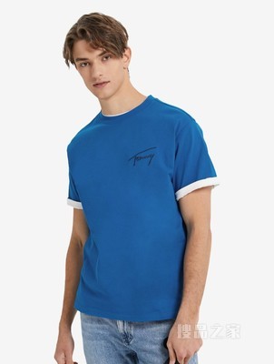 Tommy 22新款春夏男女同款经典时尚纯棉字母刺绣短袖T恤13398