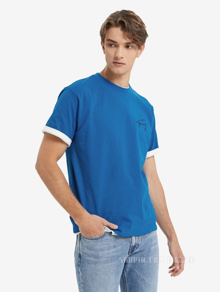 Tommy 22新款春夏男女同款经典时尚纯棉字母刺绣短袖T恤13398