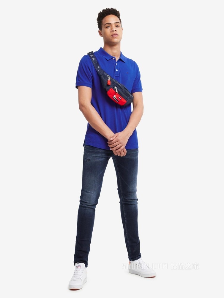 Tommy 春夏男装时尚珠地棉网眼透气刺绣翻领修身短袖POLO衫04266