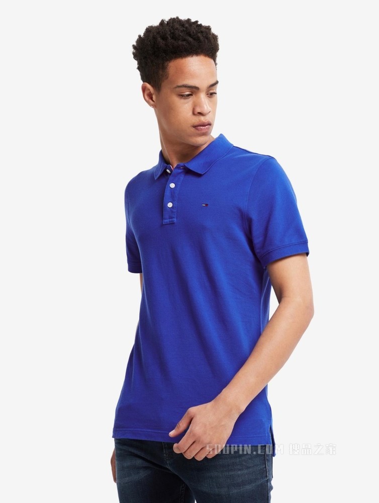 Tommy 春夏男装时尚珠地棉网眼透气刺绣翻领修身短袖POLO衫04266