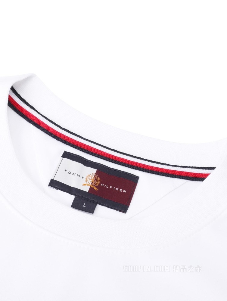 Tommy 22新款春夏男装时尚徽章刺绣圆领宽松短袖T恤MW0MW28673