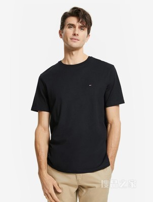 Tommy 男装经典休闲纯棉刺绣旗标圆领短袖T恤C817849808