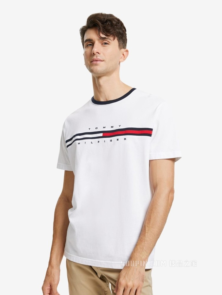 Tommy 男装经典百搭纯棉刺绣LOGO圆领短袖T恤C817849807