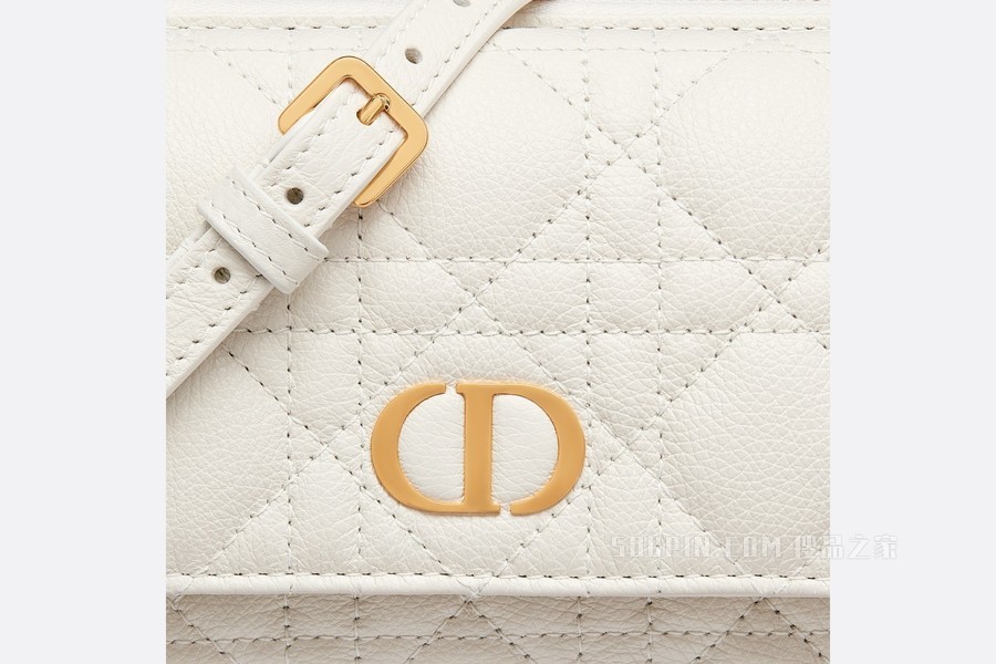Dior Caro 手拿包 奶白色柔软牛皮革藤格纹