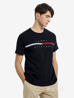 Tommy 男装经典百搭纯棉刺绣LOGO圆领短袖T恤C817849807