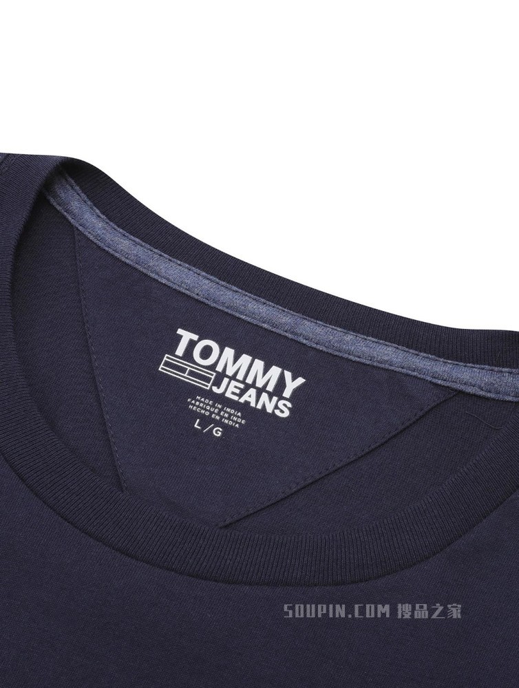 Tommy 22新款春夏男装休闲透气纯棉撞色字母印花圆领短袖T恤J4955