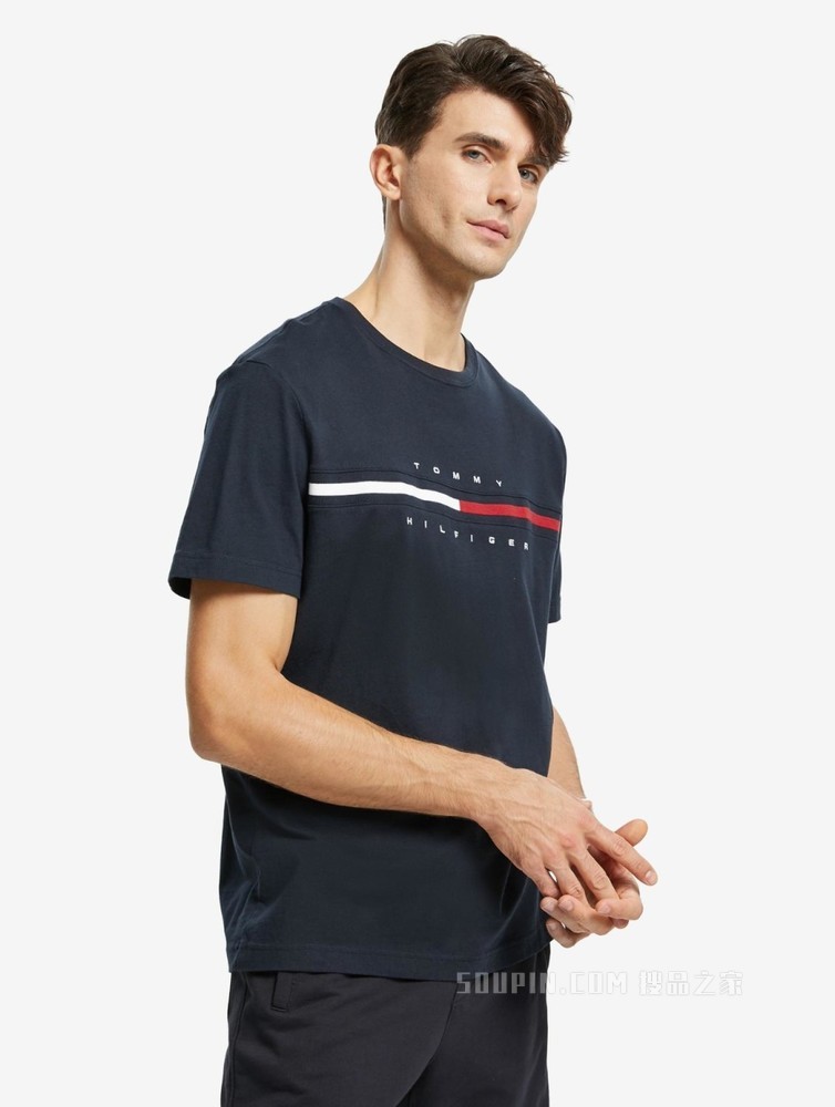 Tommy 男装经典百搭纯棉刺绣LOGO圆领短袖T恤C817849807