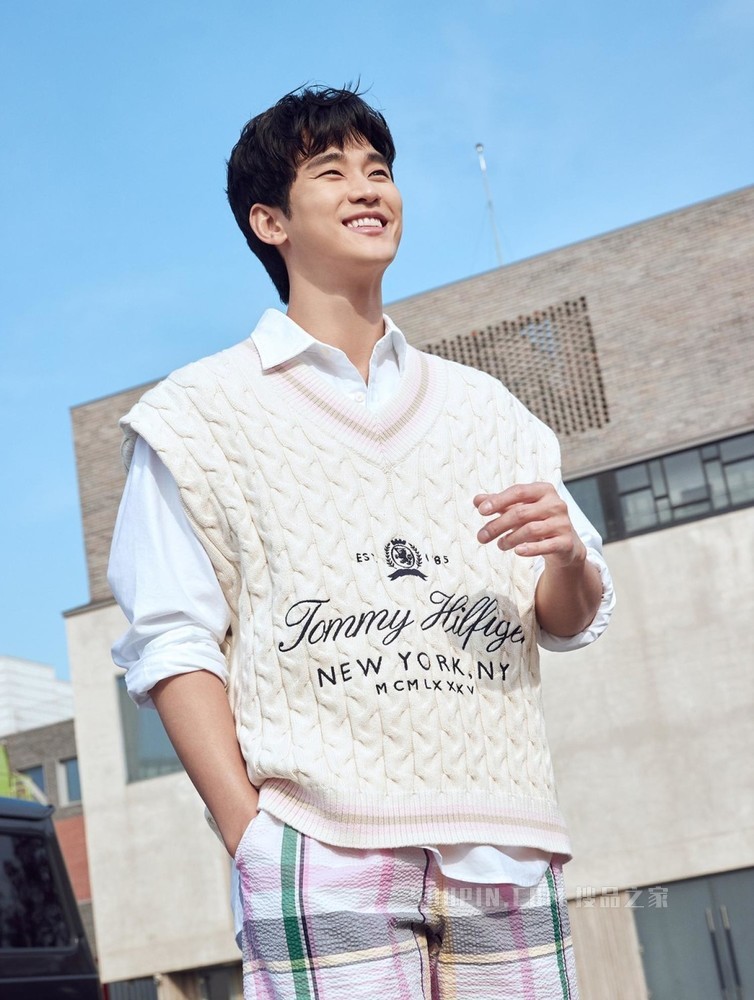 Tommy【金秀贤同款】22新款春夏男装纯棉泡泡纱宽松系带短裤27408