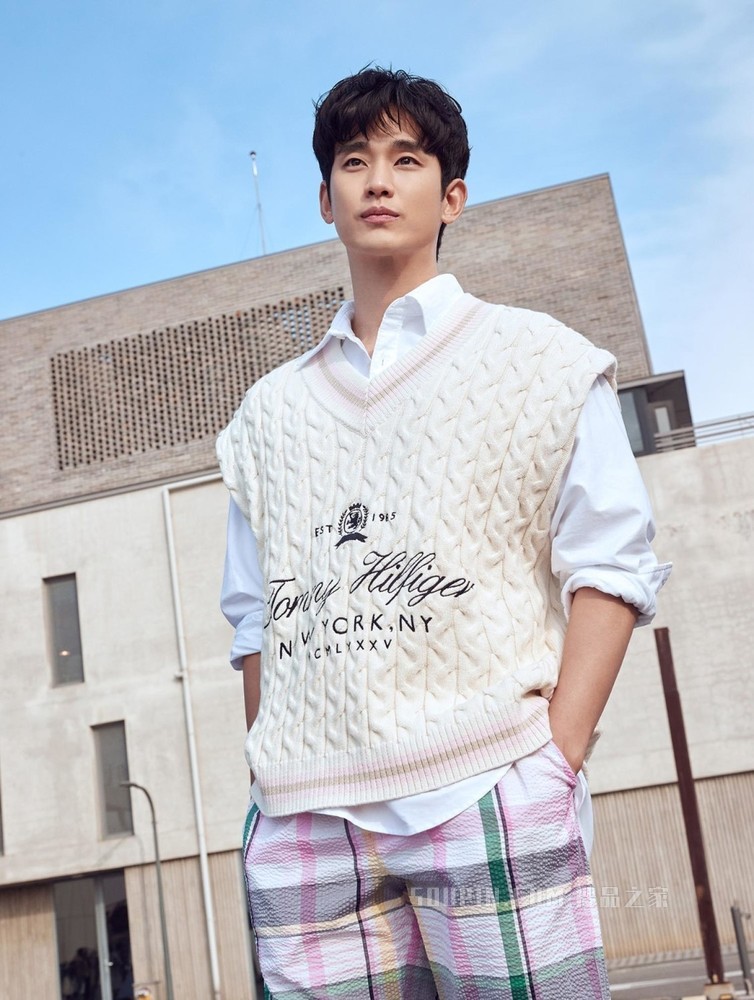 Tommy【金秀贤同款】22新款春夏男装纯棉泡泡纱宽松系带短裤27408