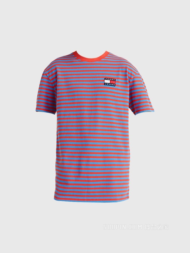 Tommy【特殊系列】22新款春夏男装纯棉撞色条纹旗标短袖T恤14943