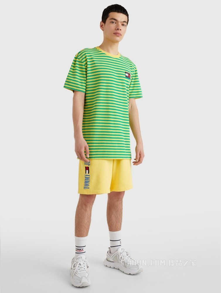 Tommy【特殊系列】22新款春夏男装纯棉撞色条纹旗标短袖T恤14943