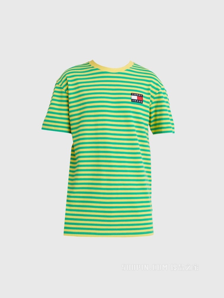 Tommy【特殊系列】22新款春夏男装纯棉撞色条纹旗标短袖T恤14943