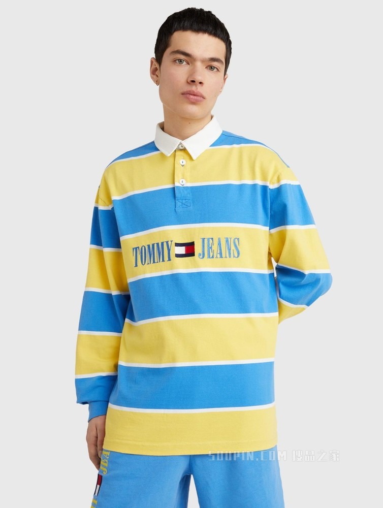 Tommy【特殊系列】22新款春夏男装学院风纯棉条纹长袖POLO衫14949