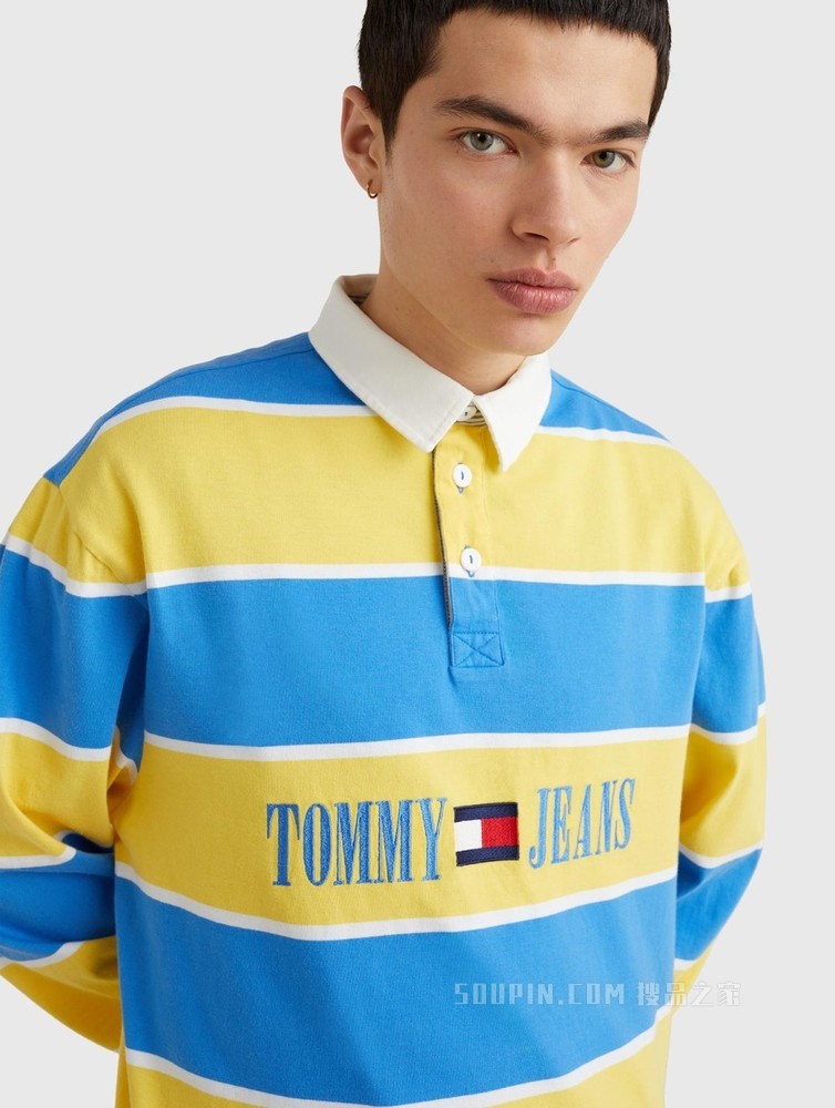 Tommy【特殊系列】22新款春夏男装学院风纯棉条纹长袖POLO衫14949