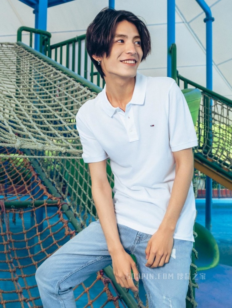 Tommy 春夏男装时尚珠地棉网眼透气刺绣翻领修身短袖POLO衫04266