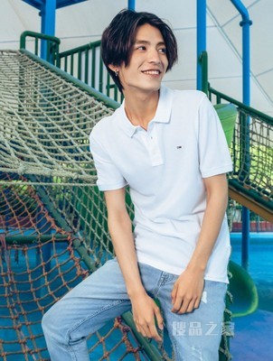 Tommy 春夏男装时尚珠地棉网眼透气刺绣翻领修身短袖POLO衫04266