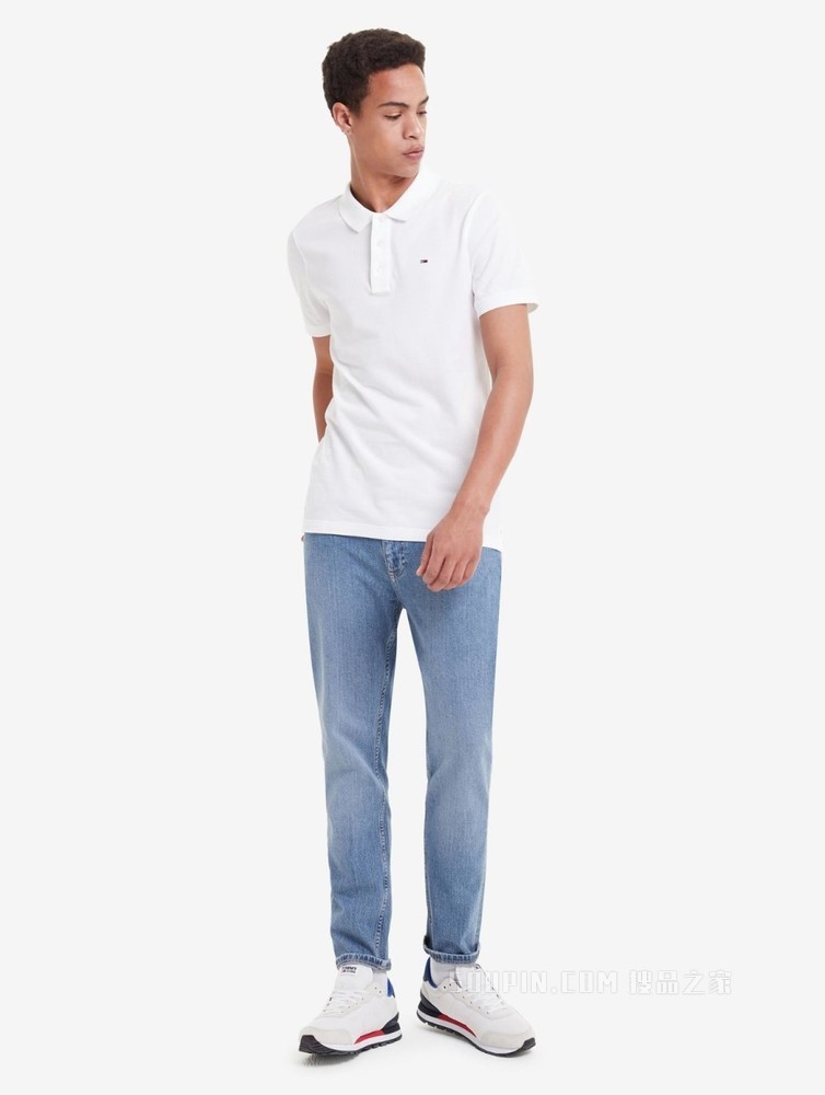 Tommy 春夏男装时尚珠地棉网眼透气刺绣翻领修身短袖POLO衫04266