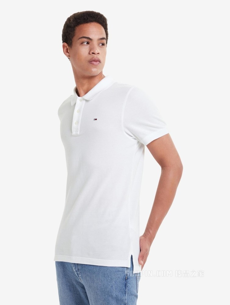 Tommy 春夏男装时尚珠地棉网眼透气刺绣翻领修身短袖POLO衫04266