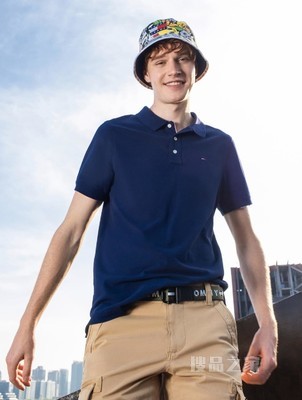 Tommy 春夏男装时尚珠地棉网眼透气刺绣翻领修身短袖POLO衫04266