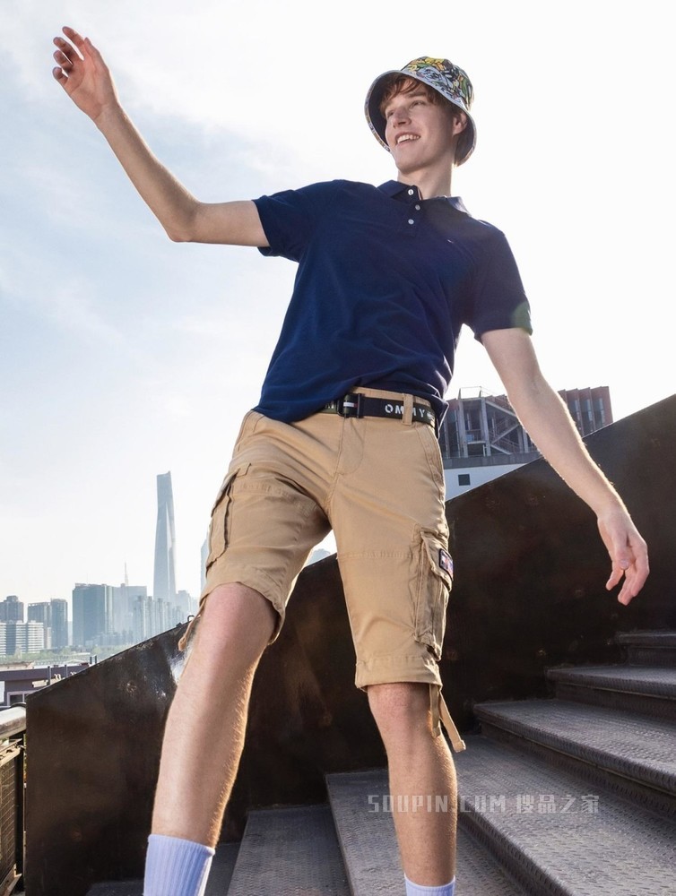 Tommy 春夏男装时尚珠地棉网眼透气刺绣翻领修身短袖POLO衫04266