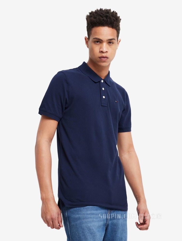 Tommy 春夏男装时尚珠地棉网眼透气刺绣翻领修身短袖POLO衫04266