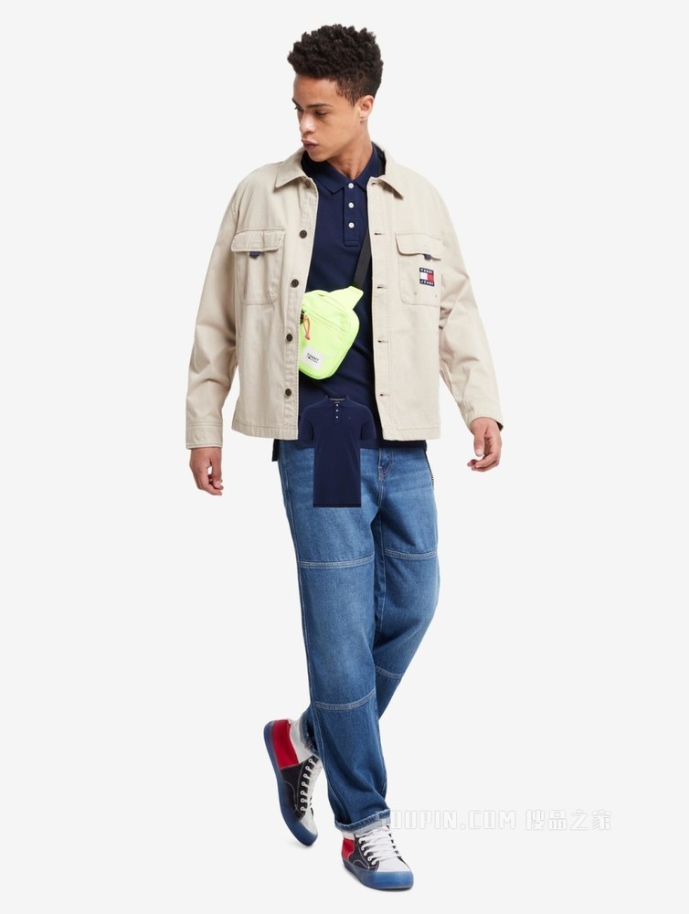 Tommy 春夏男装时尚珠地棉网眼透气刺绣翻领修身短袖POLO衫04266