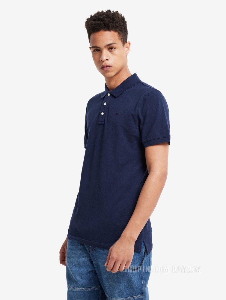 Tommy 春夏男装时尚珠地棉网眼透气刺绣翻领修身短袖POLO衫04266