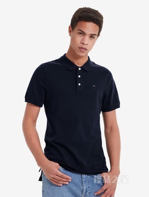 Tommy 春夏男装时尚珠地棉网眼透气刺绣翻领修身短袖POLO衫04266