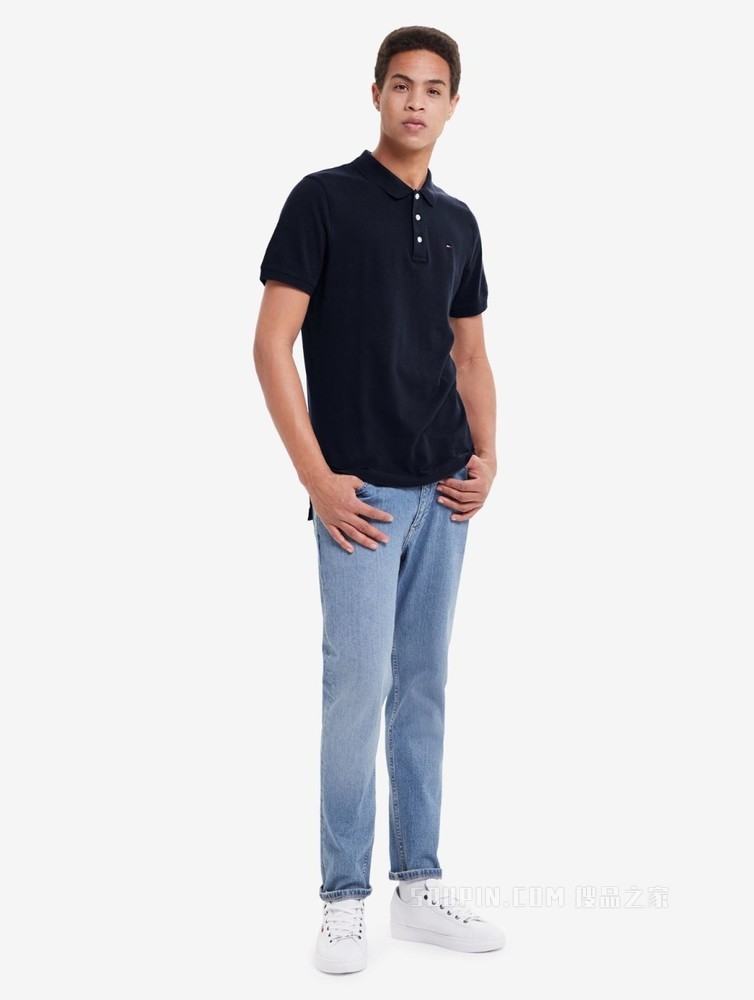 Tommy 春夏男装时尚珠地棉网眼透气刺绣翻领修身短袖POLO衫04266