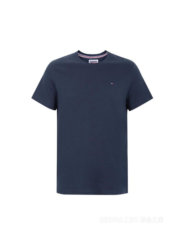 Tommy 男装经典简约纯棉刺绣旗标圆领短袖T恤DM0DM04411