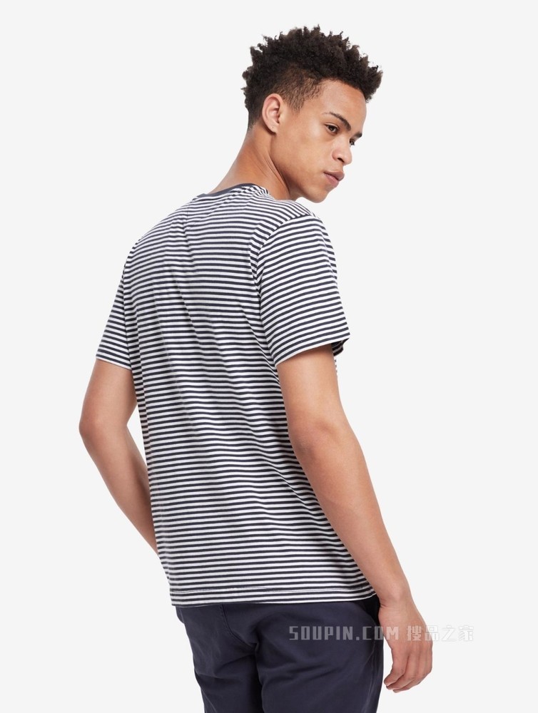 Tommy 男装春秋经典青春纯棉条纹圆领针织短袖T恤DM0DM05515