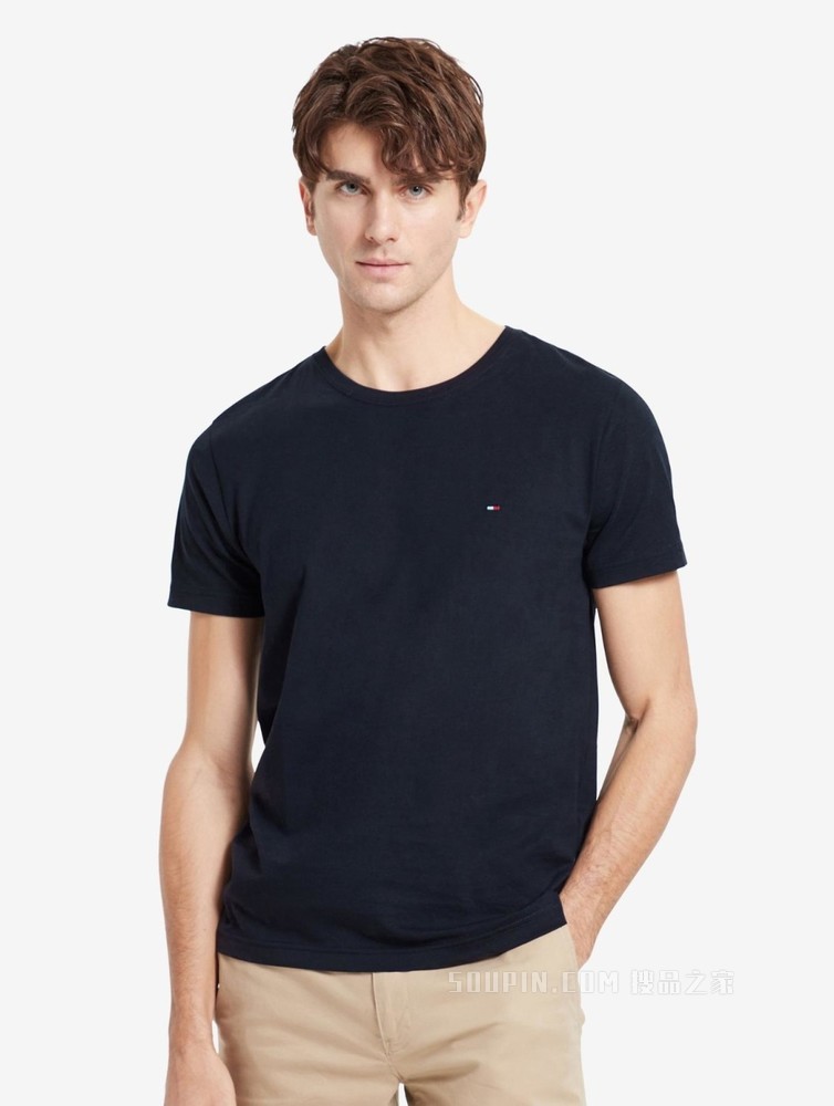 Tommy 男装经典简约纯棉刺绣旗标圆领短袖T恤MW0MW10839