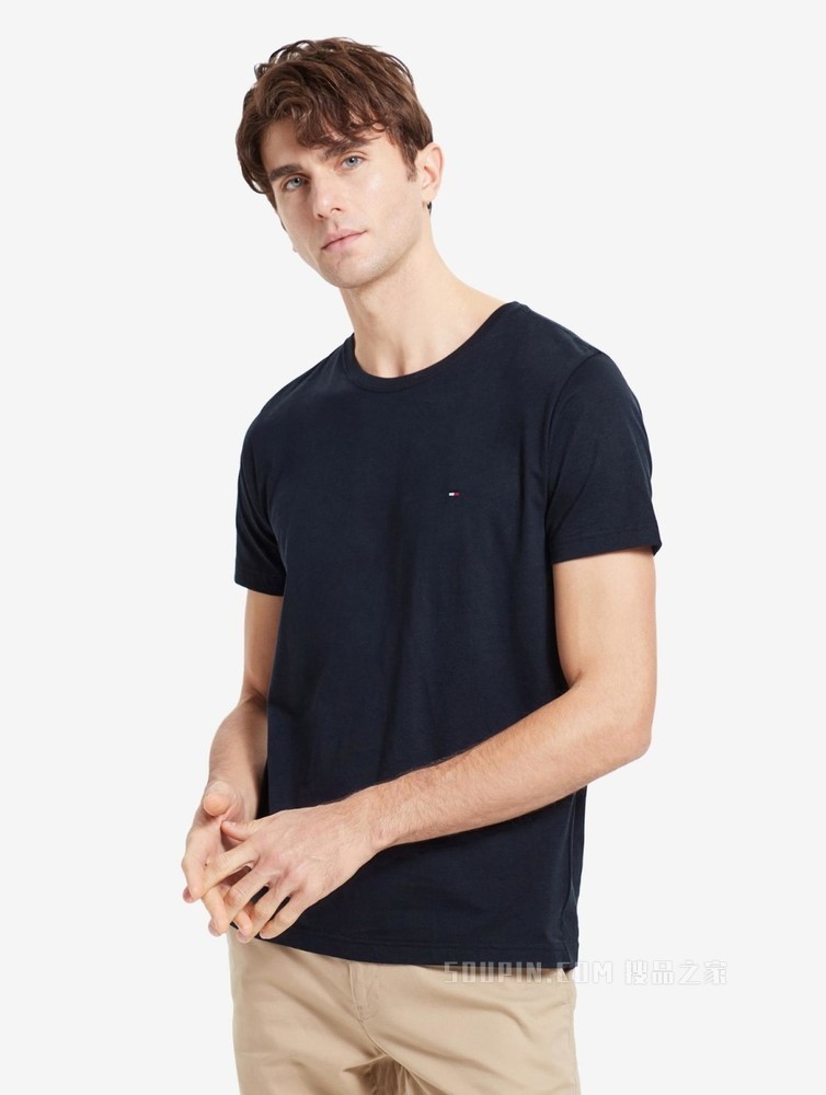 Tommy 男装经典简约纯棉刺绣旗标圆领短袖T恤MW0MW10839